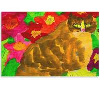 Orjdjz Wxkbl Walasse Ting Canvas Wall Art Poster estetici Walasse Ting《Grande gatto giallo》Stampe Pittura astratta per la decorazione della parete domestica Immagine 60x80cm senza cornice
