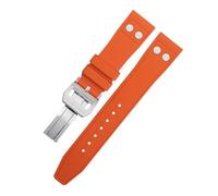 ORKDFJ 20mm Natura Fluororubber FKM Gomma Con Rivetto Cinturino Per IWC Big Pilot Mark Portugieser Morbido Wristband, 20MM, Agata