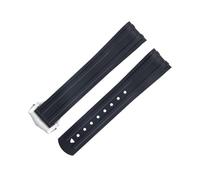 ORKDFJ 20mm Per Omega Cinturino FKM Fluorous Gomma Curva Fine Per Seamaster 300 Immersione Fibbia Pieghevole In Acciaio Cinturino di Ricambio Cinturini, 20MM, Agata