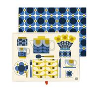 Orla Kiely Set di 2 strofinacci da cucina con stampa a fiori e vasi, 100% cotone, colore: blu/multicolore