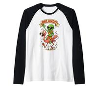 Orlando Alien Equitazione Flamingo Florida Spiaggia Vacanza Maglia con Maniche Raglan