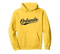 Orlando Florida Cool Retro Script 1970s Bianco Testo Vintage Felpa con Cappuccio
