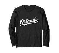 Orlando Florida Cool Retro Script 1970s Bianco Testo Vintage Maglia a Manica
