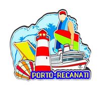 Orlaybar - Magnete decorativo 3D per frigorifero con Porto Recanati Marche, Italia, souvenir turistico, regalo turistico, fatto a mano, magnete per frigorifero, decorazione per la casa -2660