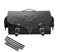 ORLETANOS Big Skull per Sissybar, compatibile con Harley Davidson, valigetta per bagagli, portapacchi, chopper XL, grande, nero, valigetta in pelle HD, universale