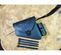 ORLETANOS Borsa laterale Skull Blackline compatibile con Harley Davidson Sportster Sporty 883 1200 XL Bobber HD Custom Chopper Nero Biker Nuovo