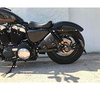 ORLETANOS Medusa Black Sporty Borsa laterale sinistra compatibile con Sportster Harley Davidson Forty Eight XL Roadster 1200 883 Iron dal 2004 in poi, borsa per sella in pelle nera