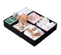 ORLISA Organizer per cassetti per armadio PAX, 75 x 58 cm, vestibilità perfetta con base stabile, pieghevole, lavabile e robusto, set da 6, colore: nero