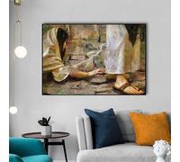 Orlo della veste di Gesù, dipinto religioso, arte murale cristiana, stampa su tela, poster di donna guarita per soggiorno, arredamento per la casa, 40x60 cm, cornice nera