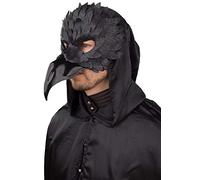 ORLOB Maschera Corvo Nero con Piume Gommate e Becco