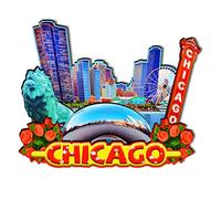 Orlybar Calamita in legno 3D USA Chicago magneti da frigorifero da viaggio souvenir decorazioni artigianali fatti a mano-3