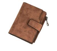 Ormromra 1 portafoglio da uomo con fibbia, in pelle di alta qualità con bottone a pressione, salvaspazio pieghevole con finestra ID per carte di monete e banconote