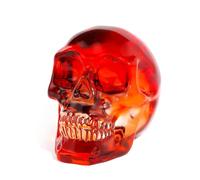 Ornalrist K9 - Statuette di teschio arancione e rosso in cristallo, per Halloween, giorno dei morti, regalo per amanti del teschio, statua da strega, 7,1 cm