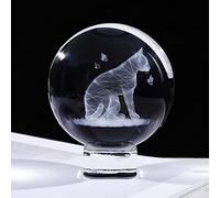 Ornalrist Sfera di cristallo 3D da 6 cm con incisione a forma di gatto con farfalle, regalo per amanti dei gatti, donne e uomini, statuette in vetro con base, ornamenti per gattini, ricordo per amici