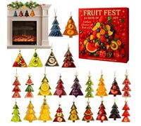 Ornament Fruits 2D Acrylic - Christmas Countdown, 24 Days Calendar Ornament | Festive Seasonal Decoration for Kids, Teens, Adults, Halloween, Thanksgiving, Easter, Christmas Tree, Home, and Holiday
