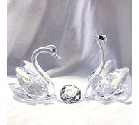 Ornamenti a doppio cigno in cristallo, regalo per il 25° anniversario, regalo di nozze per coppie, regalo di anniversario di 25 anni d'amore, statuette di cigni in vetro da collezione con diamante