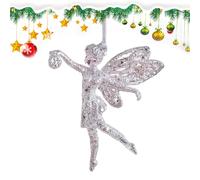 Ornamenti a forma di angelo, ciondoli a forma di fiocco di neve glitterati per decorare l'albero delle vacanze, in acrilico leggero con finitura scintillante, anello per appenderlo, ideale per
