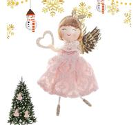 Ornamenti a forma di angelo, ciondolo a forma di angelo di Natale, per ragazze, graziosa bambola da fata con abito in pizzo, accessorio per decorare la casa, il soggiorno, la scuola