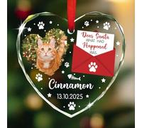 Ornamenti a forma di cuore con immagine di gatto, ornamento personalizzato per foto con nome e data, caro Babbo Natale What Had Happened was ornamenti, regalo per gli amanti degli animali domestici