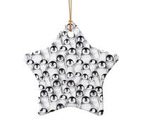 Ornamenti a forma di cuore in ceramica a forma di pinguini con stampa a forma di albero di Natale da appendere come decorazione