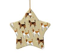 Ornamenti a forma di cuore in ceramica con stampa di cani Beagle a forma di albero di Natale da appendere come decorazione per