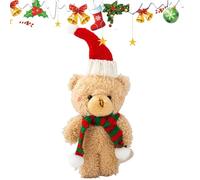 Ornamenti a forma di orso di Natale, decorazioni in stile cartone animato, sciarpa a forma di orso di peluche, morbido peluche da 16 cm, decorazione per torte, orsi natalizi farciti per compleanno