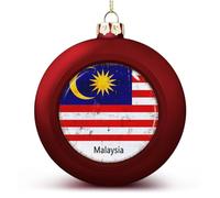 Ornamenti a sfera con bandiera nazionale, ornamenti a sfera con bandiera della Malesia per decorazione dell'albero di Natale, palla di Natale rossa Malesia ornamento palline di Natale per bambini