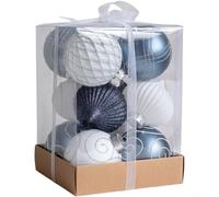 Ornamenti a sfera per albero di Natale in plastica leggera con dettagli dipinti a mano da appendere e usi decorativi stagionali (B)