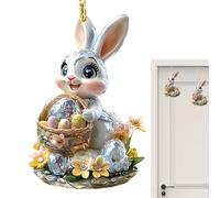 Ornamenti acrilici del coniglietto, pendente del coniglietto di Pasqua | Oggetti da collezione coniglietti piatti | Forniture per feste in fattoria in acrilico, ornamenti per coniglietti pasquali per