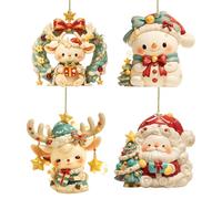 Ornamenti acrilici per albero di Natale - Decorazioni natalizie uniche Set di 8 | Ciondolo Natale 2D Babbo Natale pupazzo di neve, alce, decorazioni per albero acrilico trasparente, decorazione mod
