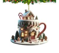 Ornamenti 'albero di Natale - Acrilico 2D, ciondolo a forma di casa Coppa | Regalo per tazza di caffè appeso per festival prato per casa corridoio interno camera da letto feste patio decorazioni p