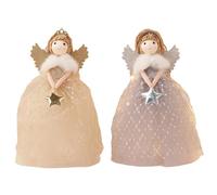 Ornamenti angeli per albero di Natale, 2 pendenti per bambole angeli ornamenti natalizi, pendenti in peluche per feste di compleanno, matrimoni, oro + grigio