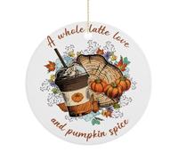 Ornamenti autunnali per albero di Natale, souvenir commemorativo in ceramica a forma di cuore con latte macchiato e zucca, divertente ornamento da appendere per la casa, regalo per la calza della