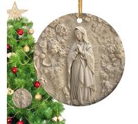 Ornamenti cattolici, ornamenti natalizi cristiani, decorazione natalizia con effetto stampato della Sacra Famiglia, decorazione natalizia, decorazione natalizia acrilica da 4 pollici, ciondolo