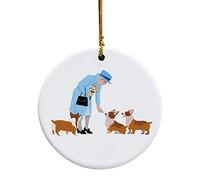 Ornamenti commemorativi di Natale Regina e Corgi, spilla 2022 con decorazione per albero di Natale con scritta in lingua inglese Sua Maestà Regina Elisabetta II