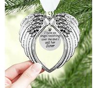 Ornamenti commemorativi natalizi a forma di ali d'angelo, con scritta "I Have a Angel Watching Over Me I Call Her Sister in Memory of Loss Loved One in Heaven", regalo per albero di Natale, regalo di