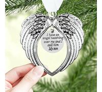 Ornamenti commemorativi natalizi con ali d'angelo, con scritta "I Have a Angel Watching Over Me I Call Him My Son in Memory of Loss Loved One in Heaven", regalo per albero di Natale, regalo di