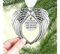 Ornamenti commemorativi natalizi con ali d'angelo, I Have a Angel Watching Over Me I Call Him Dad in Memory of Loss Loved One in Heaven, regalo per albero di Natale da appendere come regalo di