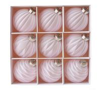 Ornamenti con finitura in velluto, 8 cm, confezione da 9 pezzi, non perdono | Morbido tocco di velluto, forma ondulata a coste, elegante rosa pastello, dimensioni 8 cm, perfetto per decorare l'albero