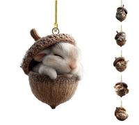 Ornamenti con ghiande e animali della foresta, accoglienti ornamenti natalizi della foresta, pigne e animaletti in acrilico 2D piatto, decorazioni rustiche a tema natura (B)