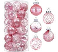 Ornamenti con palline di Natale da 30 ct, set di palline di Natale in plastica trasparente infrangibile da 60 mm, con delicate decorazioni scinti