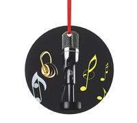 Ornamenti creativi per albero di Natale con stampa di note musicali e microfono per la decorazione della casa, misure assortite (S, L)