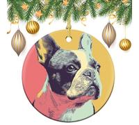 Ornamenti da appendere all'albero di Natale, 2 pezzi, 7,2 cm, rotondi, double-face, a forma di cane carino, colori pastello