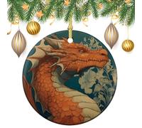 Ornamenti da appendere all'albero di Natale a forma di drago vintage, 2 pezzi, 7,2 cm, rotondi su entrambi i lati