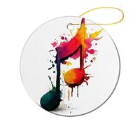 Ornamenti da appendere all'albero di Natale a forma di nota musicale, arcobaleno, 2 pezzi, 7,2 cm, rotondi su entrambi i lati