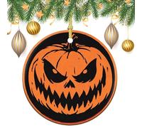 Ornamenti da appendere all'albero di Natale a forma di zucca di Halloween, 2 pezzi, 7,2 cm, rotondi su entrambi i lati