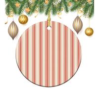 Ornamenti da appendere all'albero di Natale a righe rosse pomodoro per materasso, 2 pezzi, 7,2 cm, rotondi su entrambi i lati