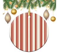 Ornamenti da appendere all'albero di Natale a strisce arancioni, 2 pezzi, 7,2 cm, rotondi, double-face