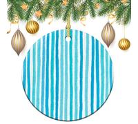 Ornamenti da appendere all'albero di Natale a strisce verticali beige chiaro acquerello, 2 pezzi, 7,2 cm, rotondi su entrambi i lati