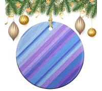 Ornamenti da appendere all'albero di Natale astratti blu e viola, 2 pezzi, 7,2 cm, rotondi su entrambi i lati